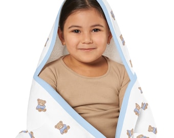 Personalized Bear Pattern Youth Hooded Towel | Kids Bath Beach Towel