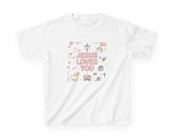 Jesus Loves You Kids T-Shirt | Religious Icons, Pastel Faith Design