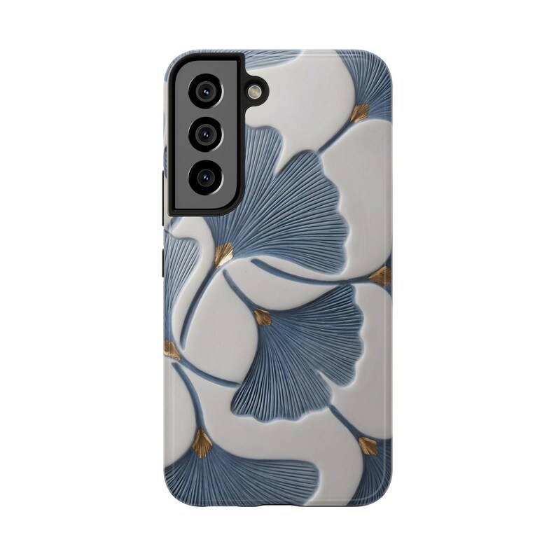 Ginkgobladsskal, blått botaniskt blommigt iPhoneskal, elegant naturinspirerat skyddande telefonskal bild 16