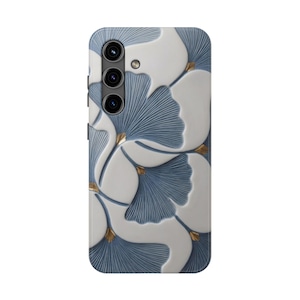 Ginkgobladsskal, blått botaniskt blommigt iPhoneskal, elegant naturinspirerat skyddande telefonskal bild 14