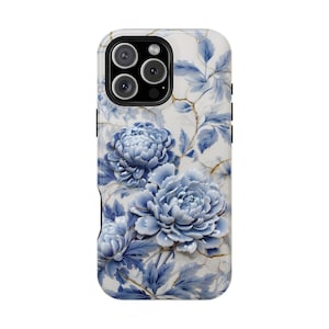 Kintsugi Blue Floral Porcelain Phone Case | Magnetic Impact-Resistant Case