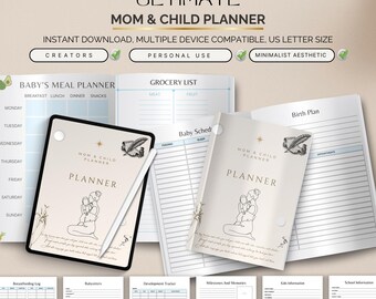 Mom and Child Planner for Daily Routines, Family Organization, Bonding Activities, Schedules, Goals & Memory Keeping PDF