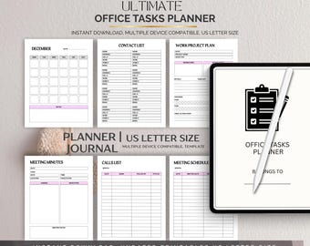 Office Tasks Planner Printable, Daily & Weekly Work Organizer, Productivity Tracker, Task Management Template, Work Schedule Planner