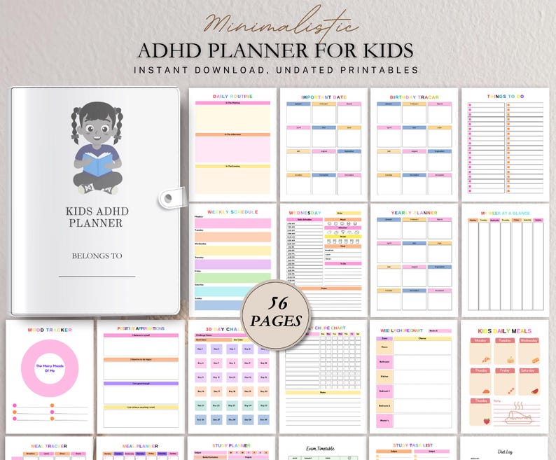 ADHD Planner for Kids Printable, Daily Routine & Focus Organizer, Child ...