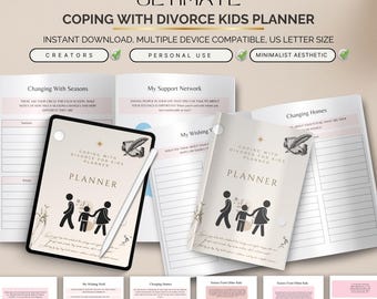 Kids Coping with Divorce Planner, Emotional Support Workbook for Children, Feelings Journal, Coping Skills, Family Change Guide PDF