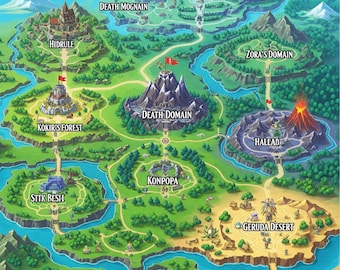 Zelda Hyrule Map Poster | Anime Gamer Room Wall Art (Digital Download PNG)