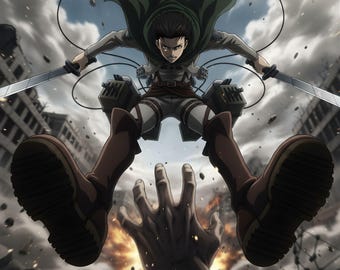 Levi Ackerman, Attack on Titan Anime Poster, Japanese Manga Art (Digital Download)