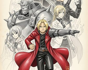 Fullmetal Alchemist Anime Poster: Brotherhood, Birthday and Christmas Gift (Digital Download)