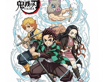 Póster del manga Demon Slayer - Obra de Kimetsu no Yaiba, arte mural japonés (descarga digital)
