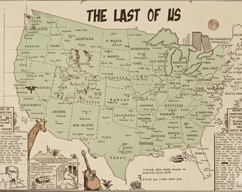 The Last of Us Poster | Video Game Map WallArt | Landscape | Digital Download