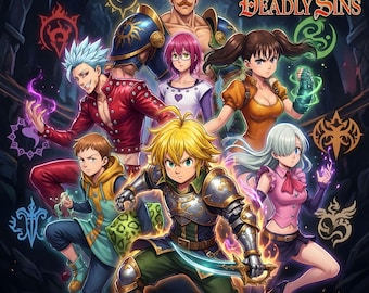 Seven Deadly Sins Poster - Collage | Meliodas Posters, Wall Art | Manga Room Decor (Digital Download)