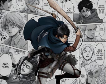 Levi Ackerman Anime Poster, Attack on Titan Manga Art (PNG Digital Download)