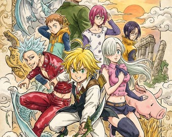 Seven Deadly Sins Poster - Collage | Meliodas Posters, Wall Art | Manga Room Decor (Digital Download)