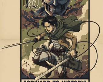 Levi Ackerman, Attack on Titan Anime Poster, Japanese Manga Art (Digital Download)