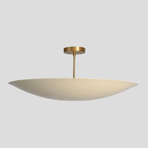 Mid Century Modern Brass Ceiling Light, 6 Light Dome Chandelier, Flush mount for home decor
