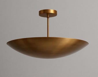 Mid Century Brass Flush Mount Light – 6 Light Elegant Chandelier Light Fixture