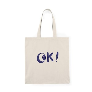 Tote Bag, Japanese Katakana Ok, Eco-Friendly Shopping Bag, Reusable Canvas Tote, Shoulder Bag, Grocery Bag, Market Bag