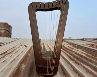 Handcrafted Wooden Lyre Harp – 10 Strings, Modern Minimalist Design with bag and tunning key.