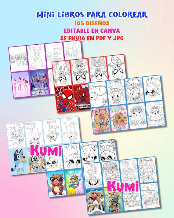 105 Mini libros para colorear, diversos personajes | Coloring booklet