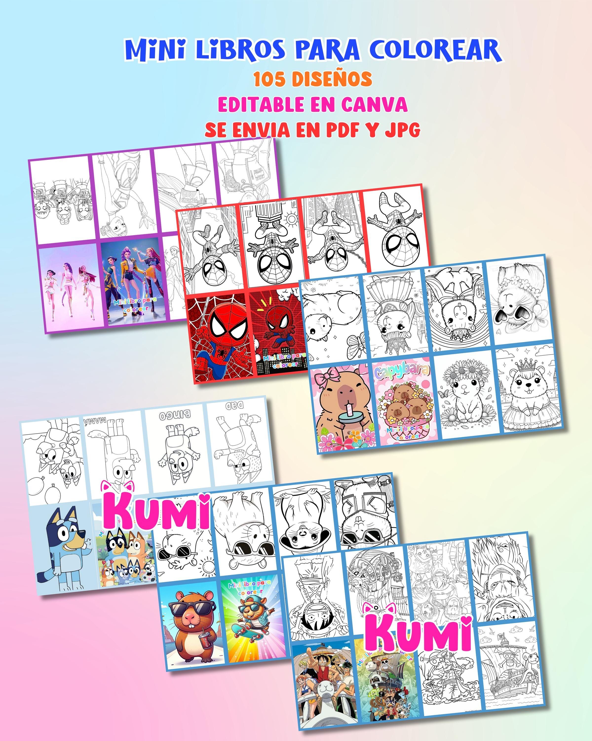 Mini Libro Digital 105 Mini libros para colorear, diversos personajes | Coloring booklet ...