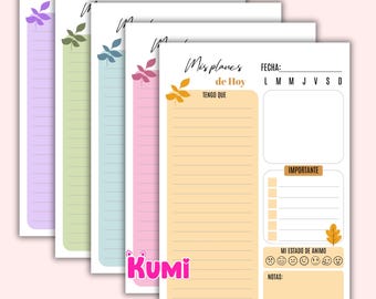 Daily planner colored sheets