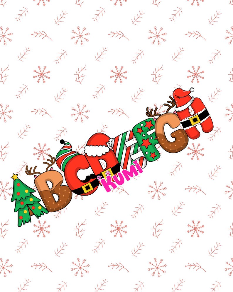 Letras navideñas con diseño | alfabeto con diseño navideño - Etsy España