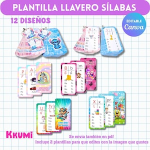 Syllables template, syllabary, syllabary keychain editable in Canva