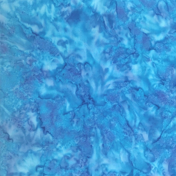 Island Batik Fabric, 1/2 Yard, AZURE, Brilliant Blues, Blue, Purple, By The Half Yard