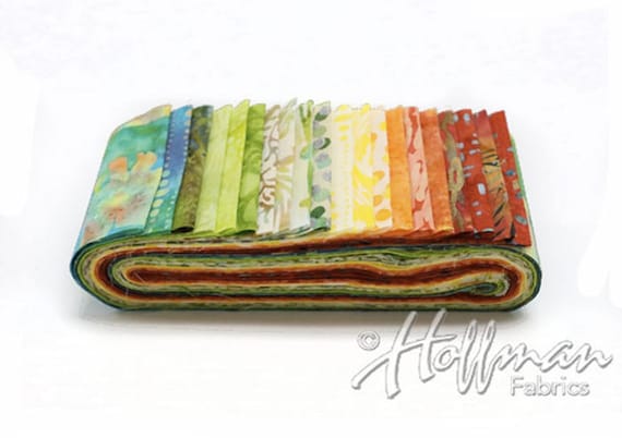 Bali Batiks Meadow Bali Poppy 20 2.5-inch Strips Jelly Roll Hoffman Fabrics BPP-170-Meadow