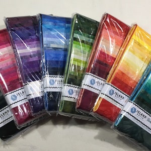 Island Batik Strip Packs, WATERCOLOR BASICS, 20 Fabrics, 40 Strips Each Offering