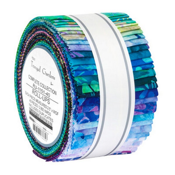 Kaufman Multicolor Batik Rollup Jelly Roll, Tranquil Gardens, RU-1151-40