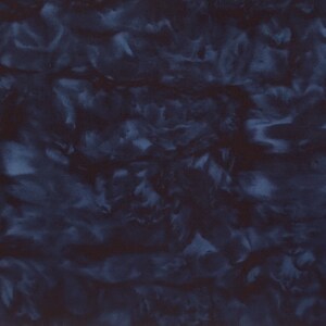 May include: Dark blue fabric with a marbled or tie-dye effect. The pattern features swirling, cloud-like shapes in varying shades of navy and deep indigo, creating a textured appearance. The overall effect is a moody, abstract design.