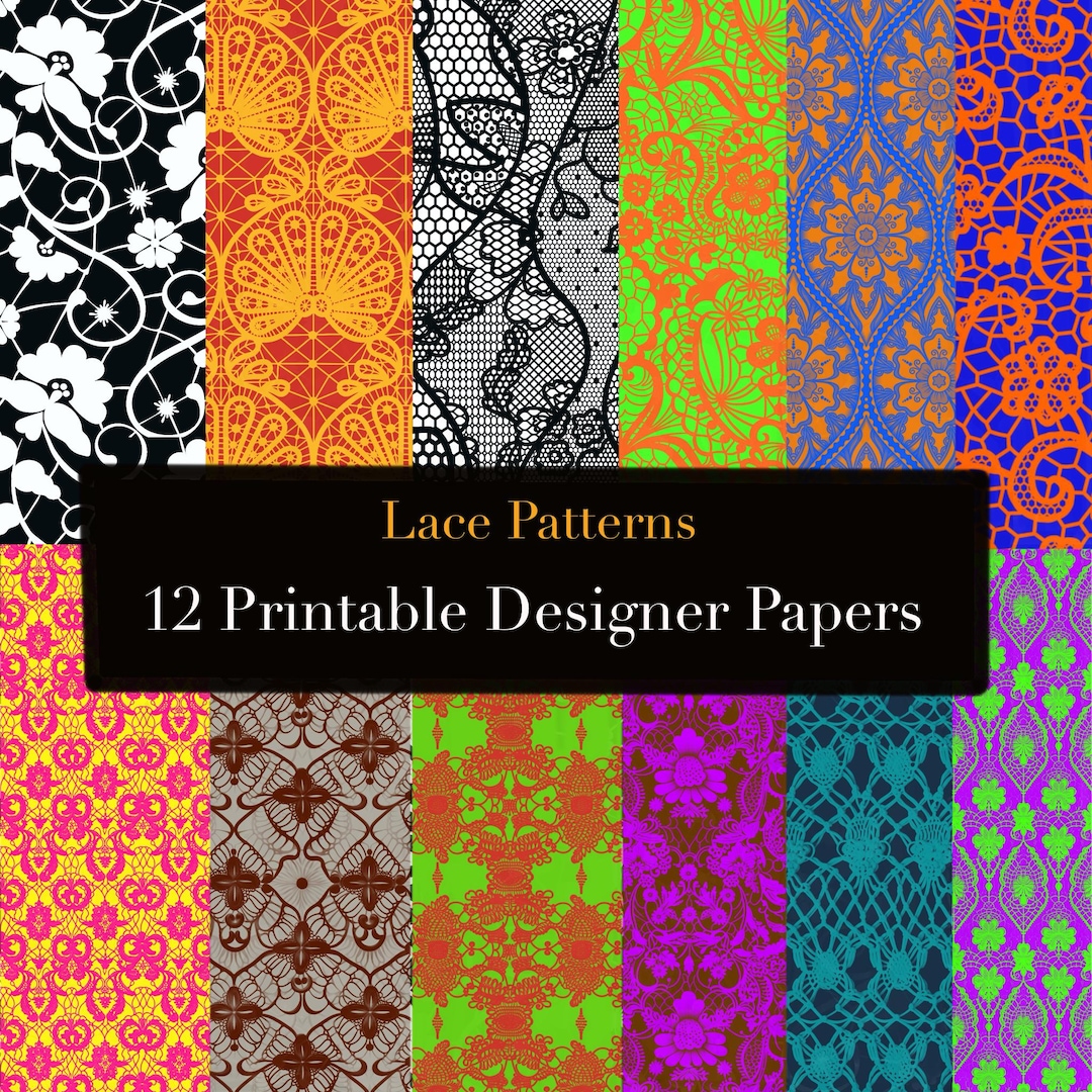 Lace Pattern Designer Digital Papers - Printable Scrapbook Paper ...