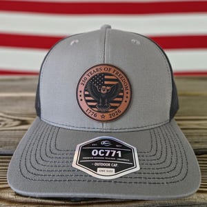 Patriotic 250th Anniversary Eagle Hat, 4th of July Cap, Veteran's Hat, Leatherette Patch