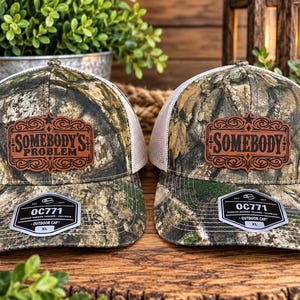 Somebody & Somebody's Problem Couples Hats, Matching His and Hers Leather Patch Trucker Hats, Western Couple Gift, Anniversary Hats