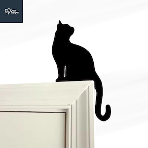 Halloween Black Cat Door Topper, Wooden Hanging Ornament, Cute Bird Witch Wall Doors Frame Decorations Halloween Home Decor, Christmas Gifts