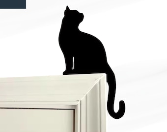 Adorno de puerta de gato negro de Halloween, adorno colgante de madera, marco de puerta de pared con pájaro y bruja, decoración de Halloween para el hogar, regalos de Navidad