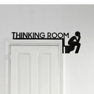 Letrero de puerta acrílico moderno 2D plano &quot;Para la sala de pensar&quot;, adorno clásico de madera para puerta, decoración de pared, decoración de madera para el hogar, regalos de Navidad