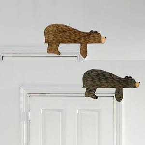 Adorno clásico de madera para puerta con forma de oso durmiendo, adorno para marco de puerta de madera, decoración de madera para el hogar, regalos de Navidad