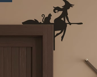 Adorno de puerta de gato negro de Halloween, adornos de puerta de Halloween, decoración del hogar de Halloween, regalos de Navidad