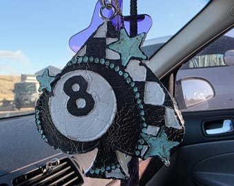 Checkered Spade with 8 Ball and Stars Freshie