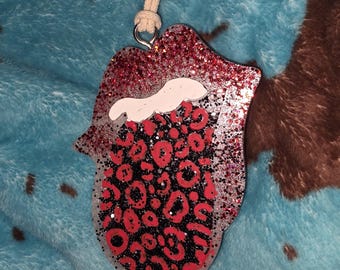 Cheetah print rolling stones tongue Freshie