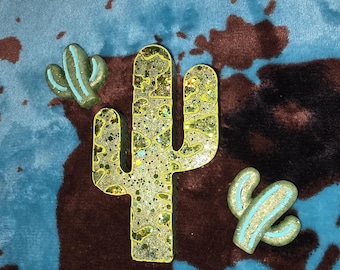 Green Glitter Cactus Freshie Set