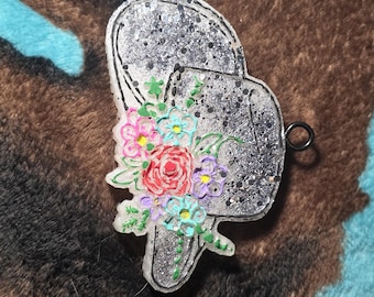 White Glitter Cowgirl Floral Hat