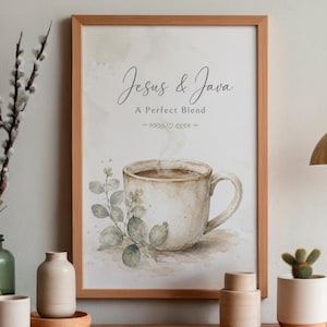 Jesus and Java Printable | Christian Coffee Bar Wall Art Digital Download