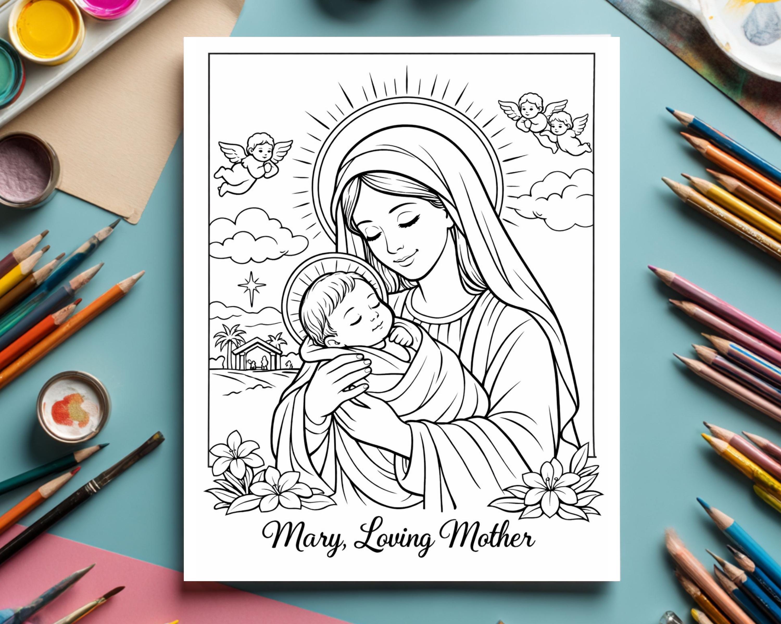 Blessed Virgin Mary Coloring Pages for Kids | Catholic Activity Sheets ...