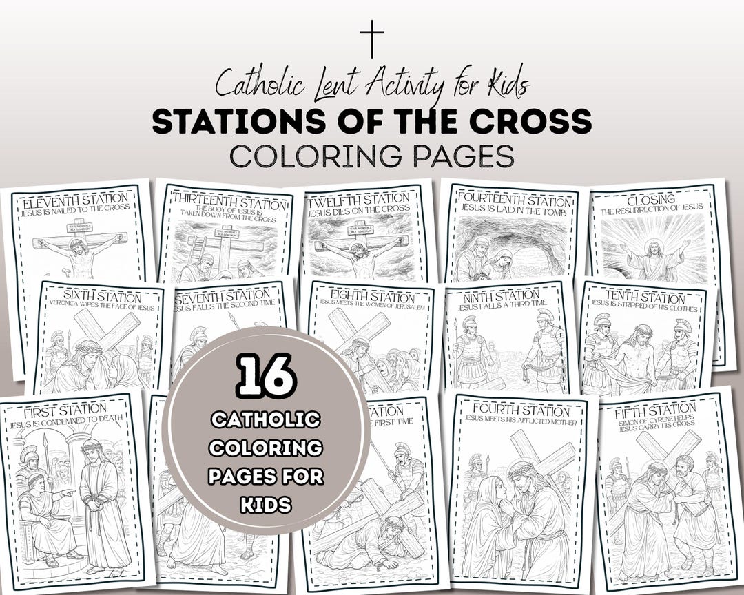 Stations of the Cross Coloring Pages for Kids | Catholic Lent Activity ...