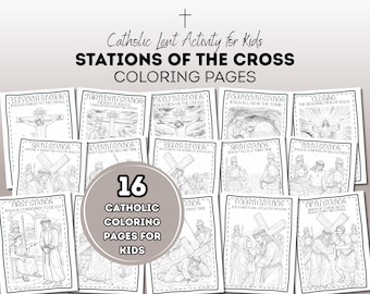 Páginas para colorear del Vía Crucis para niños / Actividad de Cuaresma Católica / Hojas para colorear religiosas imprimibles