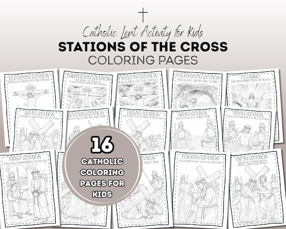Stations of the Cross Coloring Pages for Kids | Catholic Lent Activity | Printable Religious Coloring Sheets