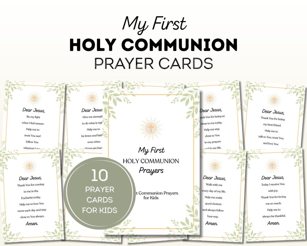 First Communion Prayer Cards for Kids | Holy Communion Gift | Catholic ...